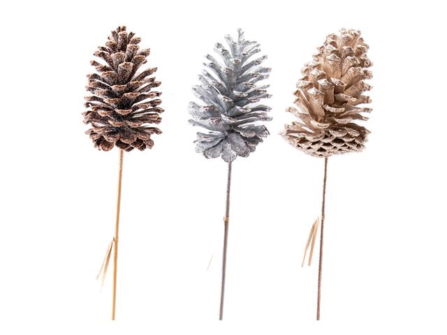 22" GLITTERED PINECONE PICK (ASSTD)